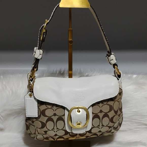 Coach Handbags - SALE! Coach Bleeker Signature Canvas/Leather Flap Shoulder Bag 2000's